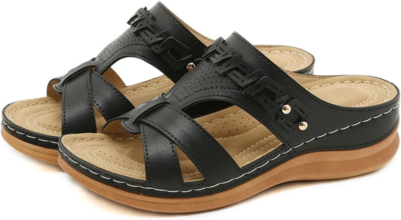 Women's Arch Support Sandals Woman Sandals Summer Diabetic Sandals for Men Wide Width Womens Hiking Shoes Orthopedic Slip Resistant Walking Shoes for Women Cute Black Sandals for Women