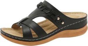 Women's Arch Support Sandals Woman Sandals Summer Diabetic Sandals for Men Wide Width Womens Hiking Shoes Orthopedic Slip Resistant Walking Shoes for Women Cute Black Sandals for Women