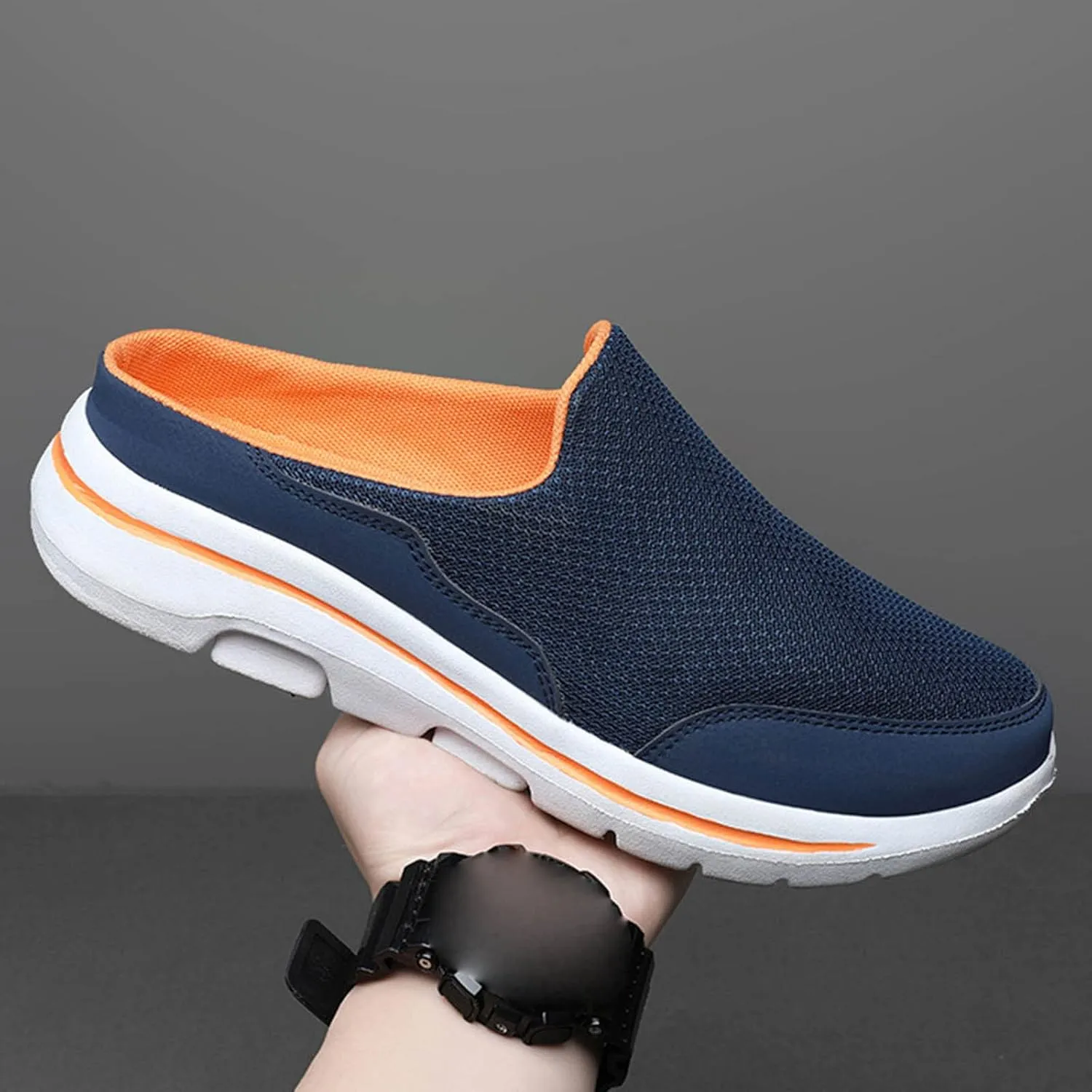Women's Backless Slip on Mesh Sneakers Shoes Mens Casual Shoes Dressy Black Casual Shoes Waterproof Sneakers White Tennis Shoe Cross Trainer Shoe