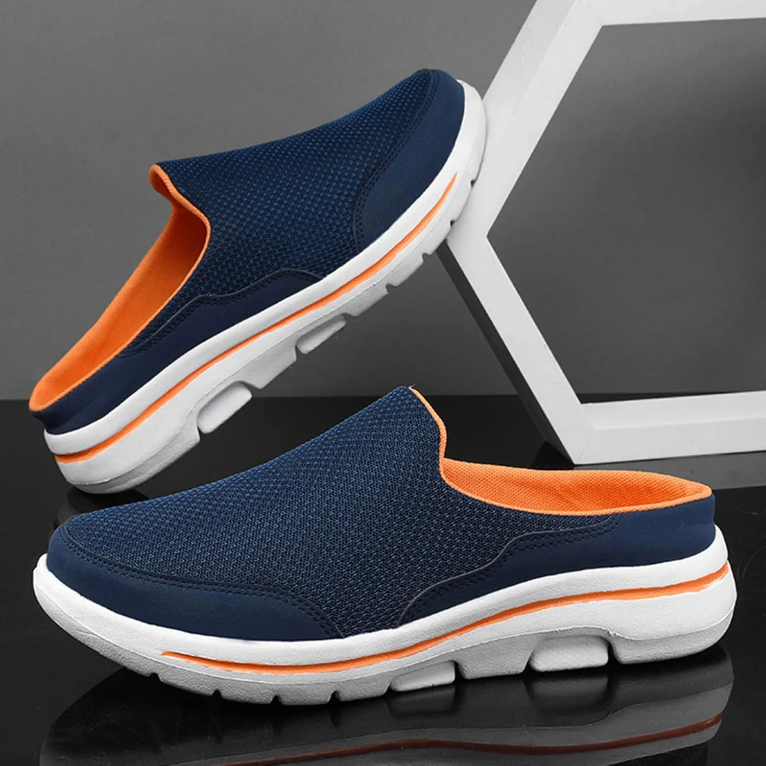 Women's Backless Slip on Mesh Sneakers Shoes Mens Casual Shoes Dressy Black Casual Shoes Waterproof Sneakers White Tennis Shoe Cross Trainer Shoe