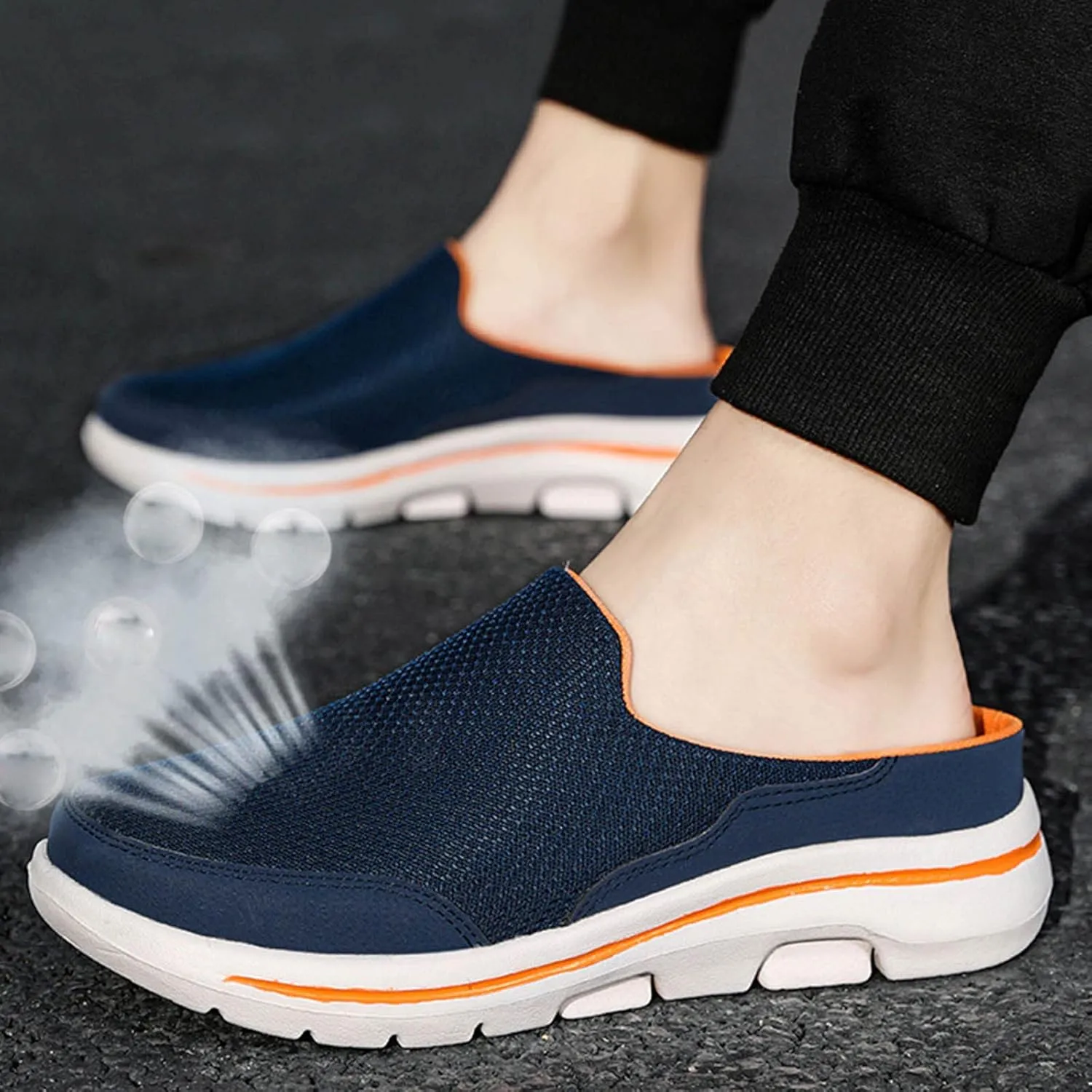 Women's Backless Slip on Mesh Sneakers Shoes Mens Casual Shoes Dressy Black Casual Shoes Waterproof Sneakers White Tennis Shoe Cross Trainer Shoe