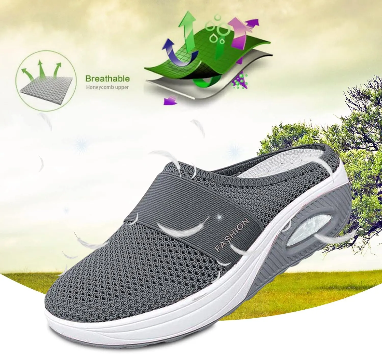 Women's Backless Slip on Mesh Sneakers Shoes Mens Dress Shoes Fashion Casual Slip On Shoes Women's Fashion Sneakers White Tennis Shoe Trainers Shoe