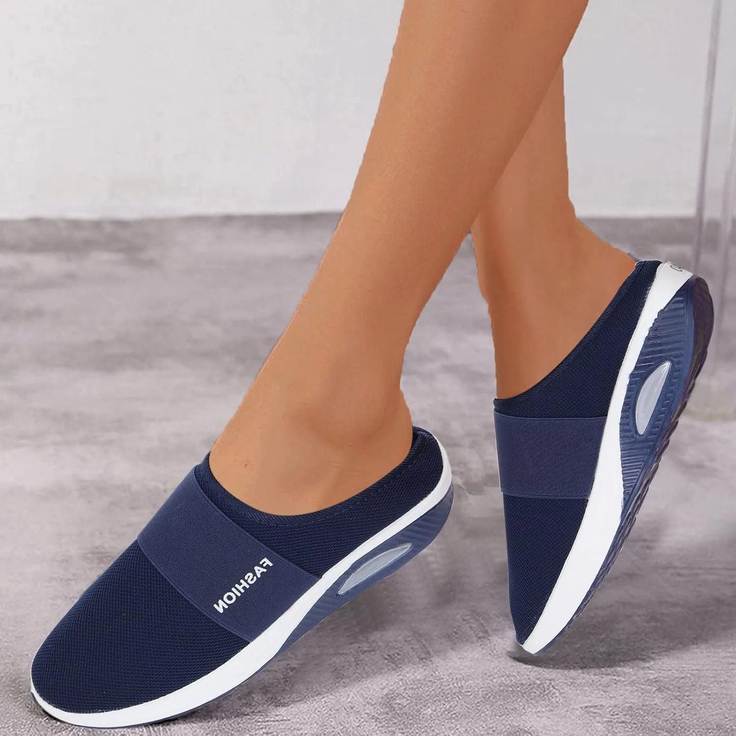 Womens Backless Sneakers Mesh Slip-on Mule Shoes Tennis Shoes Womens Loafers Ladies Shoes Casual Wedge Sneakers Black Tennis Shoe Loafers Casual Slip On
