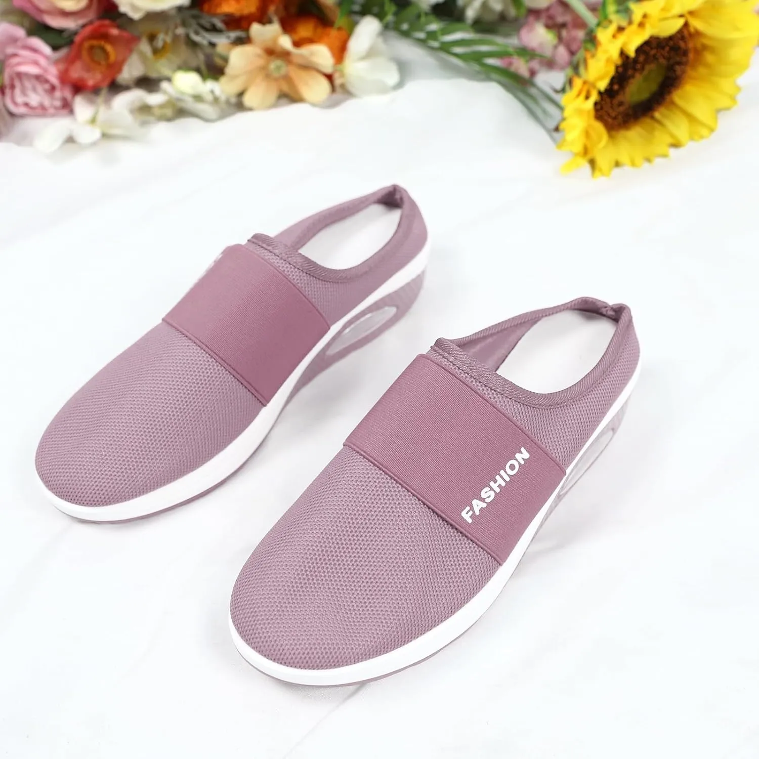 Womens Backless Sneakers Mesh Slip-on Mule Shoes Womens Running Shoes High Top Black Casual Shoes Black Sneakers Platform Tennis Shoe Loafers Casual Slip On