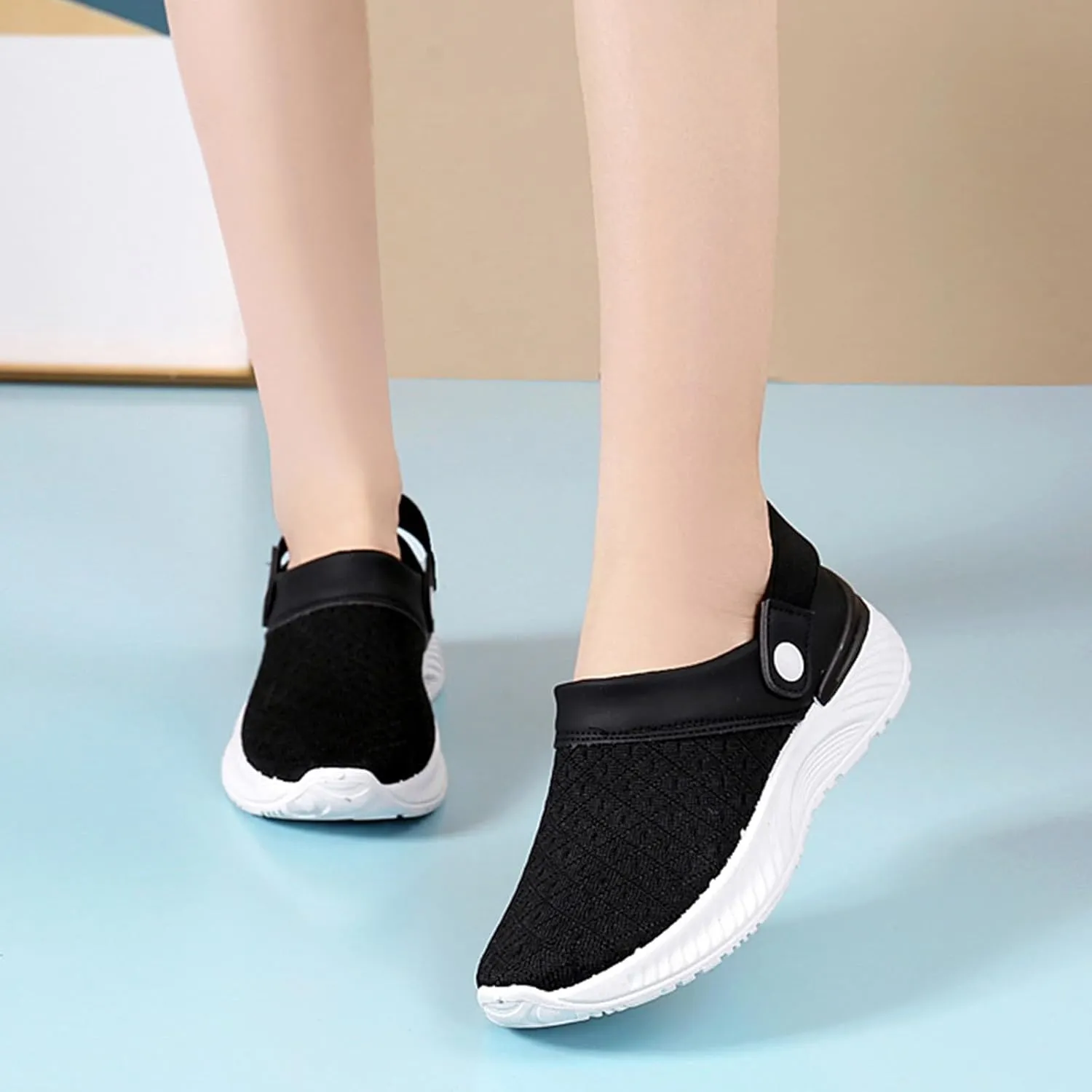 Women's Backless Walking Sneakers Summer Slip-on Slip On Shoes Women High Top Casual Dress Shoes Wedge Sneakers Waterproof Tennis Shoe Cross Trainer Shoe