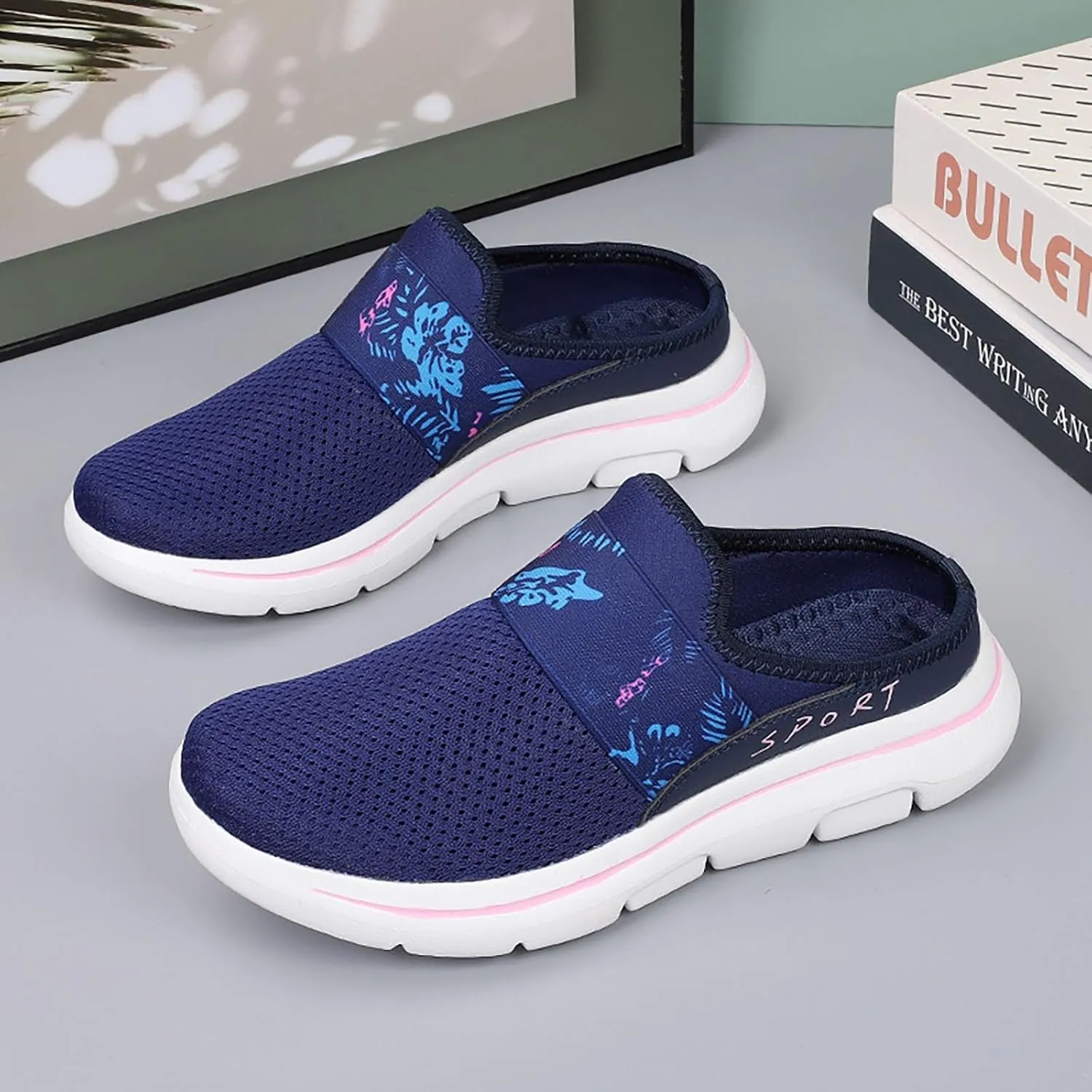 Women's Backless Walking Sneakers Summer Slip-on Slip On Shoes Women High Top Casual Dress Shoes Wedge Sneakers Waterproof Tennis Shoe Cross Trainer Shoe