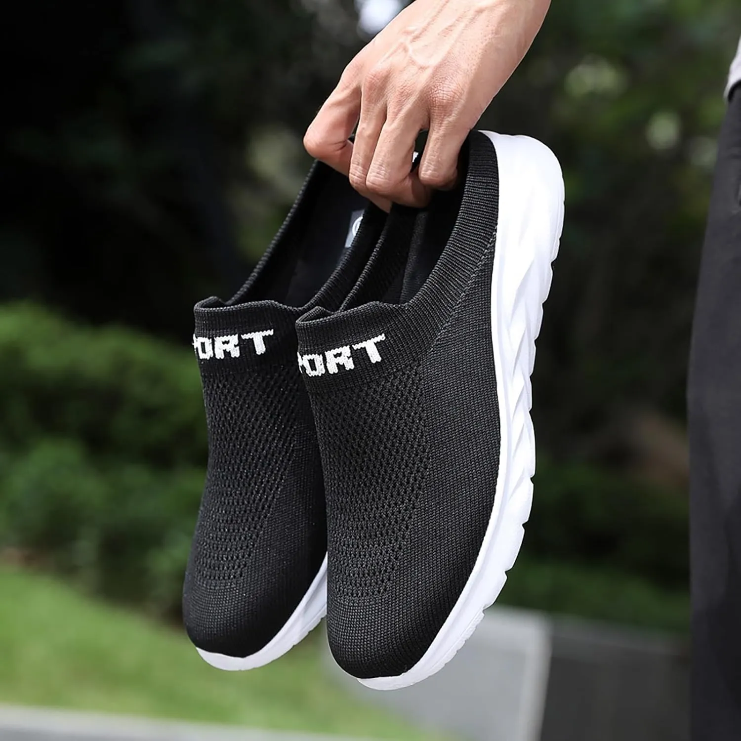 Women's Backless Walking Sneakers Summer Slip-on Tennis Shoes Womens Mesh Breathable Dress Casual Shoes Waterproof Sneakers Black Tennis Shoe White Loafers