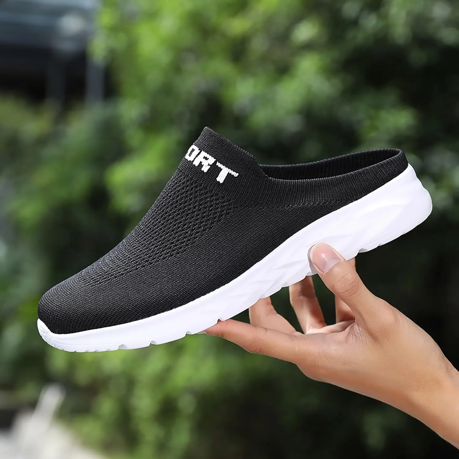 Women's Backless Walking Sneakers Summer Slip-on Tennis Shoes Womens Mesh Breathable Dress Casual Shoes Waterproof Sneakers Black Tennis Shoe White Loafers