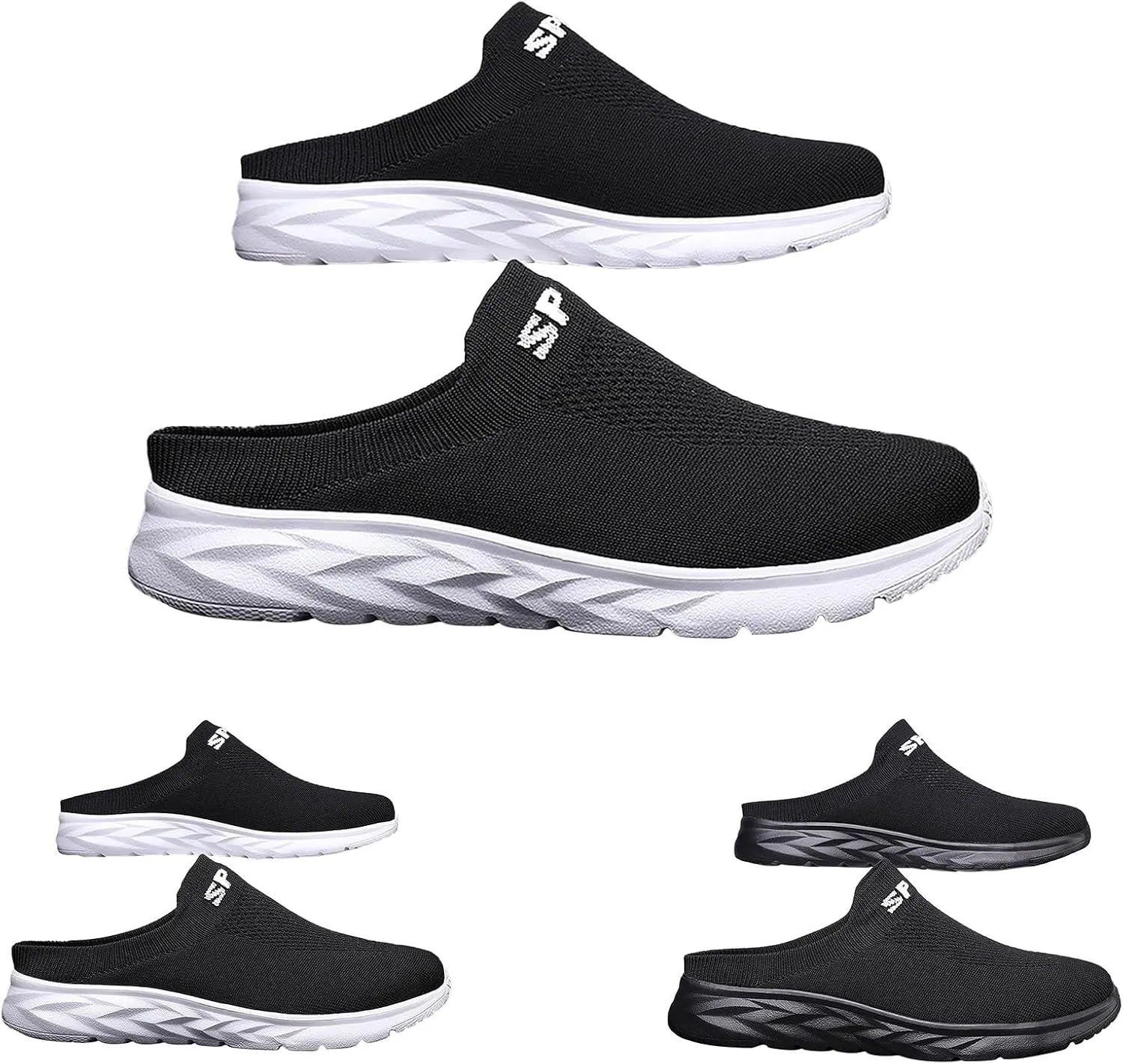 Women's Backless Walking Sneakers Summer Slip-on Tennis Shoes Womens Mesh Breathable Dress Casual Shoes Waterproof Sneakers Black Tennis Shoe White Loafers