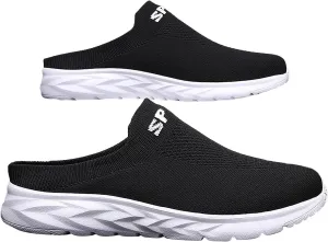 Women's Backless Walking Sneakers Summer Slip-on Tennis Shoes Womens Mesh Breathable Dress Casual Shoes Waterproof Sneakers Black Tennis Shoe White Loafers