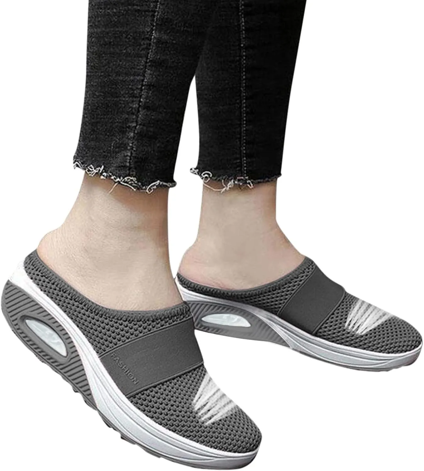 Women's Backless Walking Sneakers Summer Slip-on Walking Shoes Women Fashion Casual Shoes Slip On Walking Sneakers Steel Toe Tennis Shoe Loafers Dress Shoe