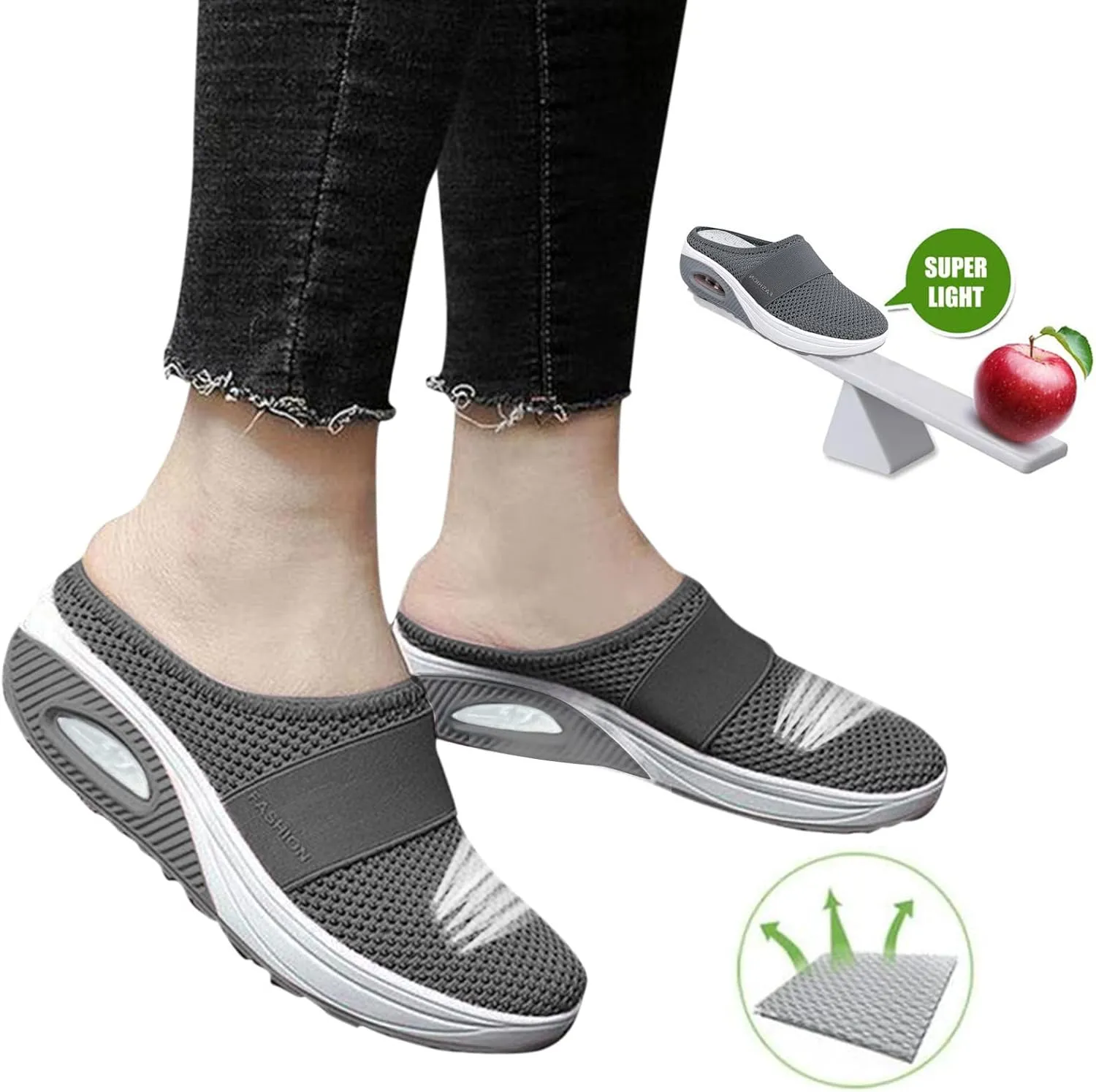 Women's Backless Walking Sneakers Summer Slip-on Walking Shoes Women Fashion Casual Shoes Slip On Walking Sneakers Steel Toe Tennis Shoe Loafers Dress Shoe