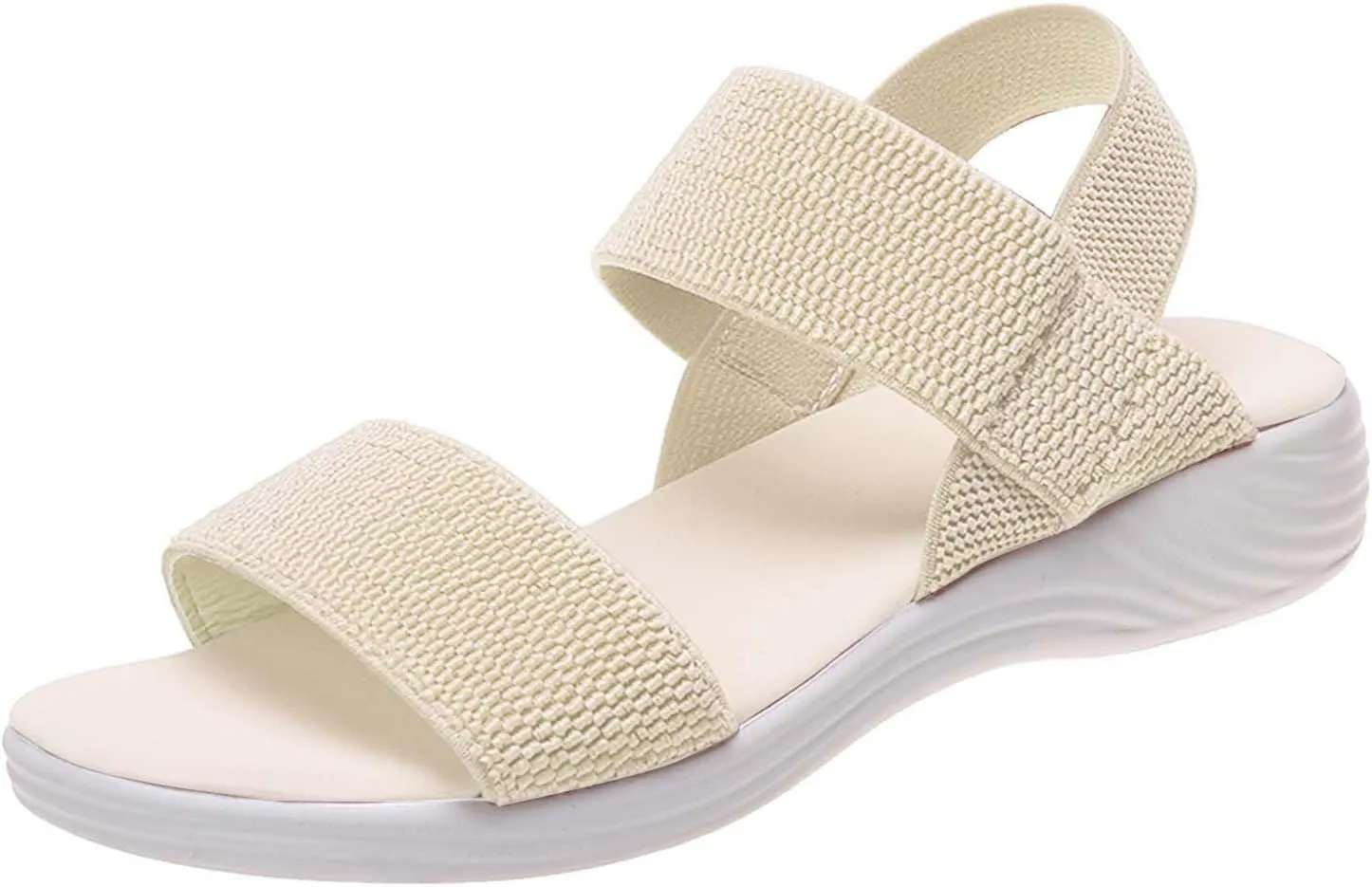 Women's Backstrap Sandal Casual Platform Open Toe Wedge Sandals Stroll Flat Knit Elastic Ankle Strap Platfor Slippers Slides Anti-Slip Lightweight Walking Air Cushion Comfort Summer Shoes