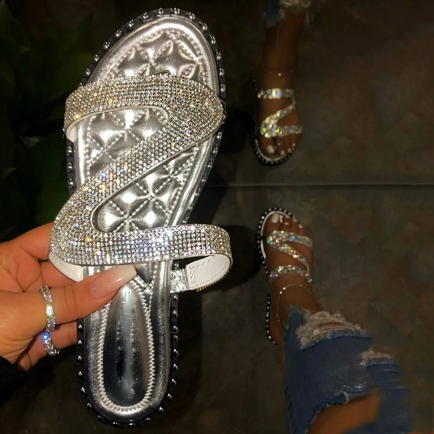 Womens Bohemian Flat Sandals Elastic Ankle Strap Dressy Summer Shoes Comfortable Beach Walking Slides Lightweight Casual Outdoor Footwear Orthopedic Shoes for Women