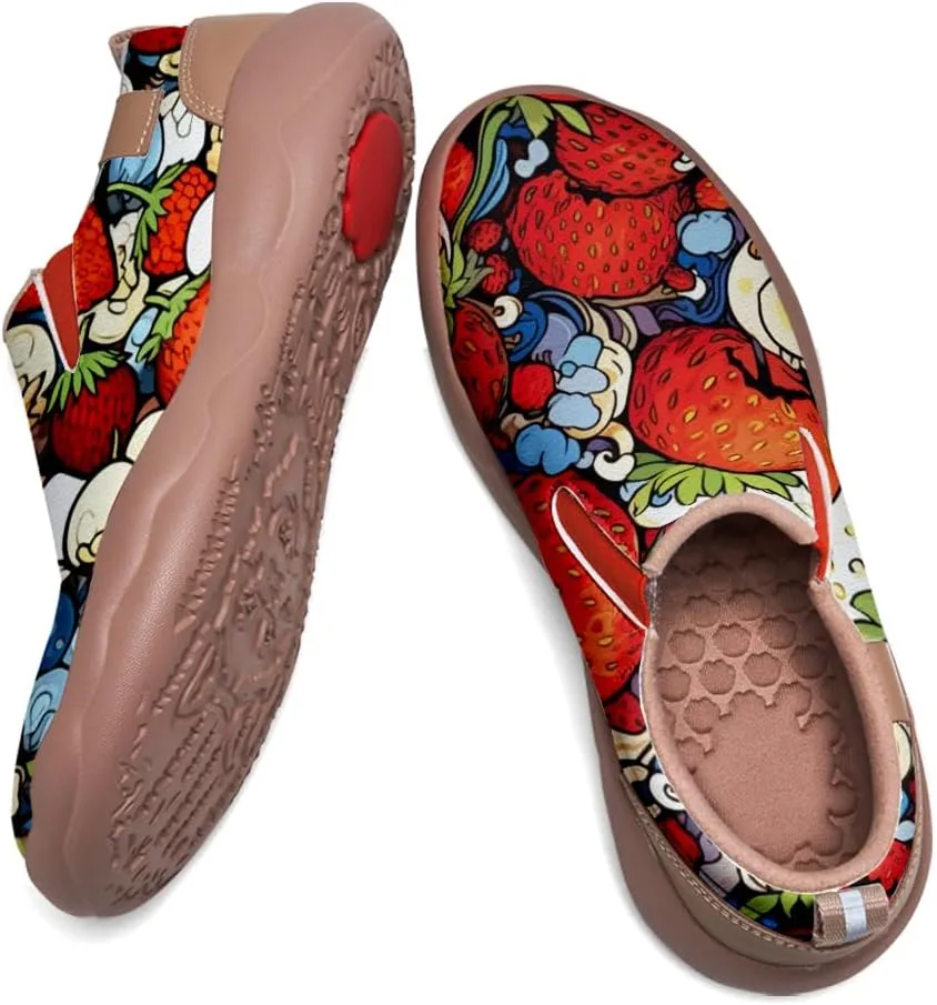 Women's Casual Loafers Floral Art Slip On Sneakers Travel Shoes