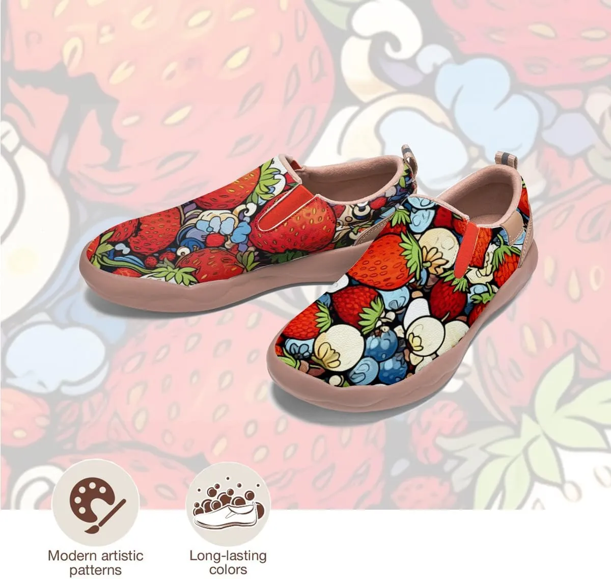 Women's Casual Loafers Floral Art Slip On Sneakers Travel Shoes