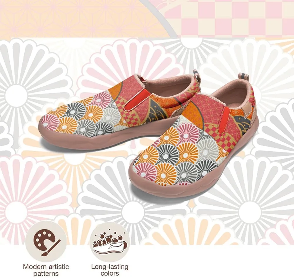 Women's Casual Loafers Floral Art Slip On Sneakers Travel Shoes