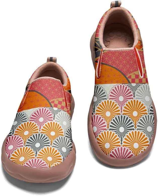 Women's Casual Loafers Floral Art Slip On Sneakers Travel Shoes