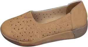 Womens Casual Loafers Shoes Slip On Hollow Out Breathable Walking Shoes Comfort Wear Shoe for Women Nurses Shoe Wide Width Dressy Vintage Closed Toe Sandals 2025 Fashion