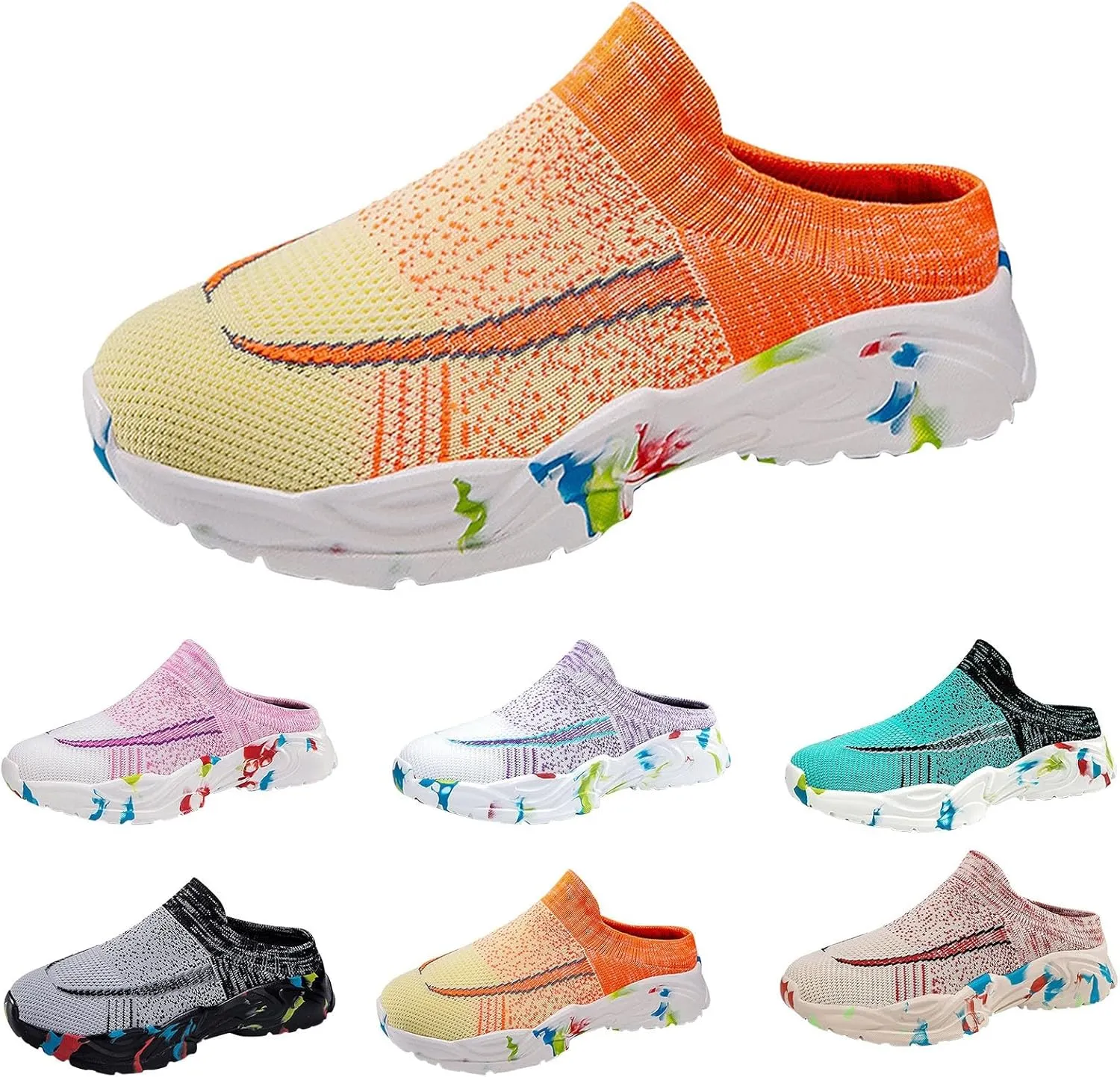 Women's Casual Slip on Half Shoes Breathable Mens Running Shoes Lightweight Casual Work Shoes Men's Fashion Sneakers Platform Tennis Shoe Trainers Shoe