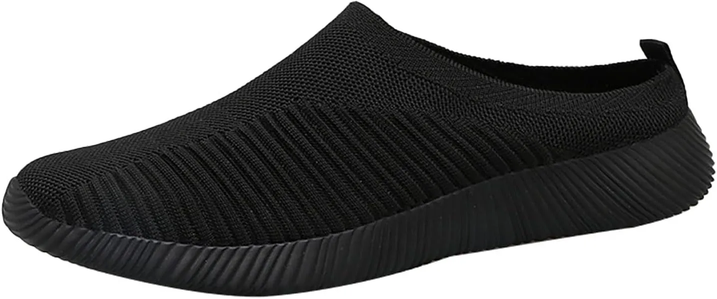 Women's Casual Slip on Half Shoes Breathable Mens Tennis Shoes Mesh Breathable Women Shoes Casual Black Platform Sneaker Tennis Shoe Loafers Casual Slip On