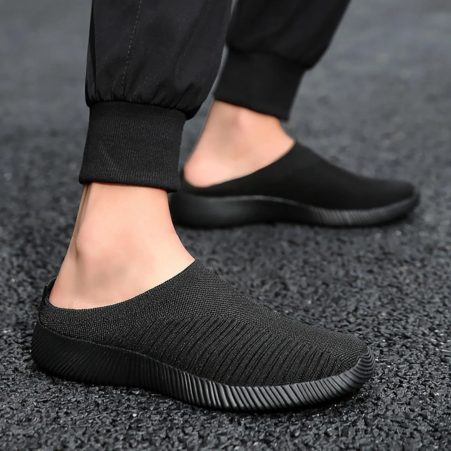 Women's Casual Slip on Half Shoes Breathable Mens Tennis Shoes Mesh Breathable Women Shoes Casual Black Platform Sneaker Tennis Shoe Loafers Casual Slip On