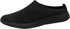 Women's Casual Slip on Half Shoes Breathable Mens Tennis Shoes Mesh Breathable Women Shoes Casual Black Platform Sneaker Tennis Shoe Loafers Casual Slip On