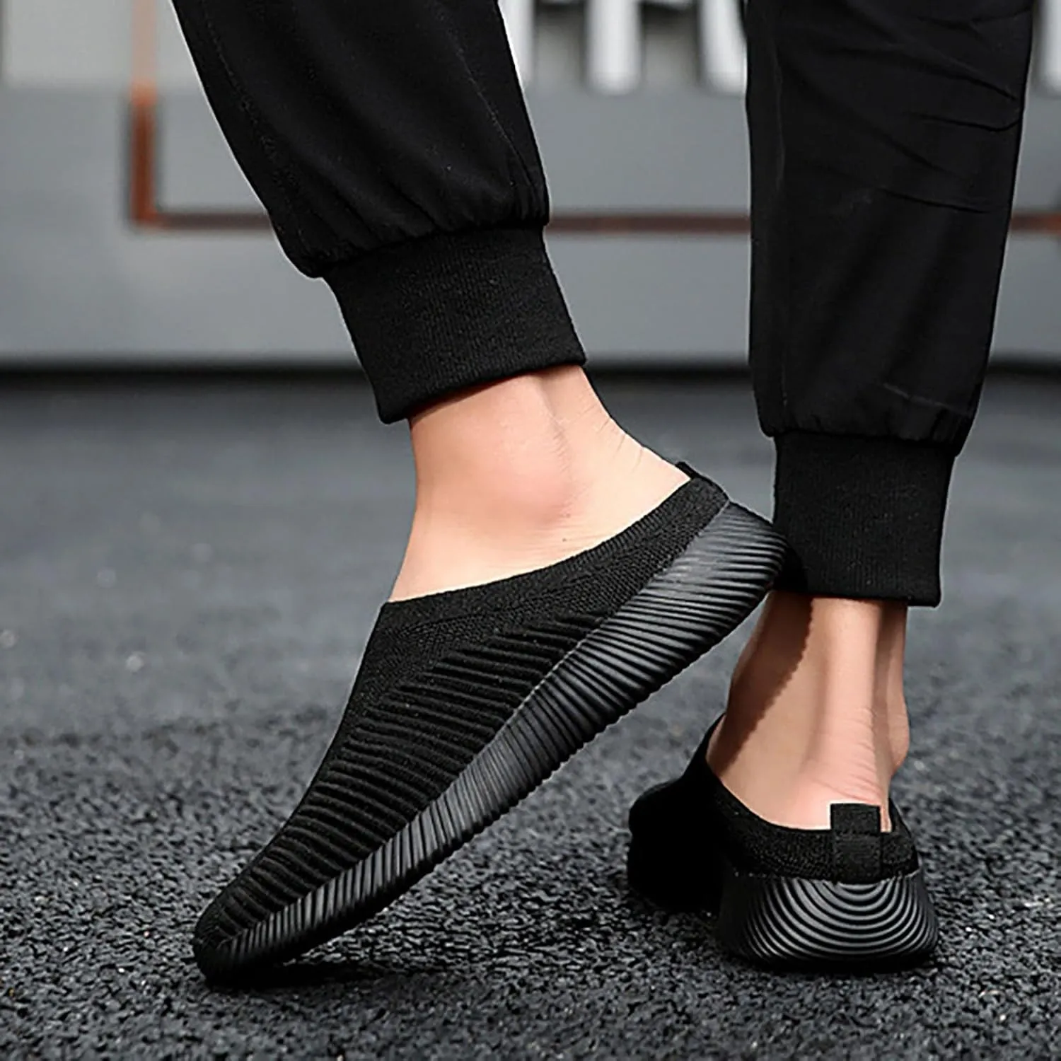 Women's Casual Slip on Half Shoes Breathable Mens Tennis Shoes Mesh Breathable Women Shoes Casual Black Platform Sneaker Tennis Shoe Loafers Casual Slip On
