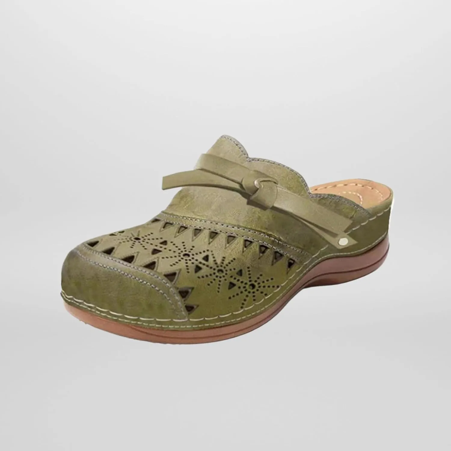 Womens Clogs with Arch Support Mule Shoes Vintage Closed Toe Wide Width Sandals Summer Hollow Out Slip On Slippers Outdoor Flats
