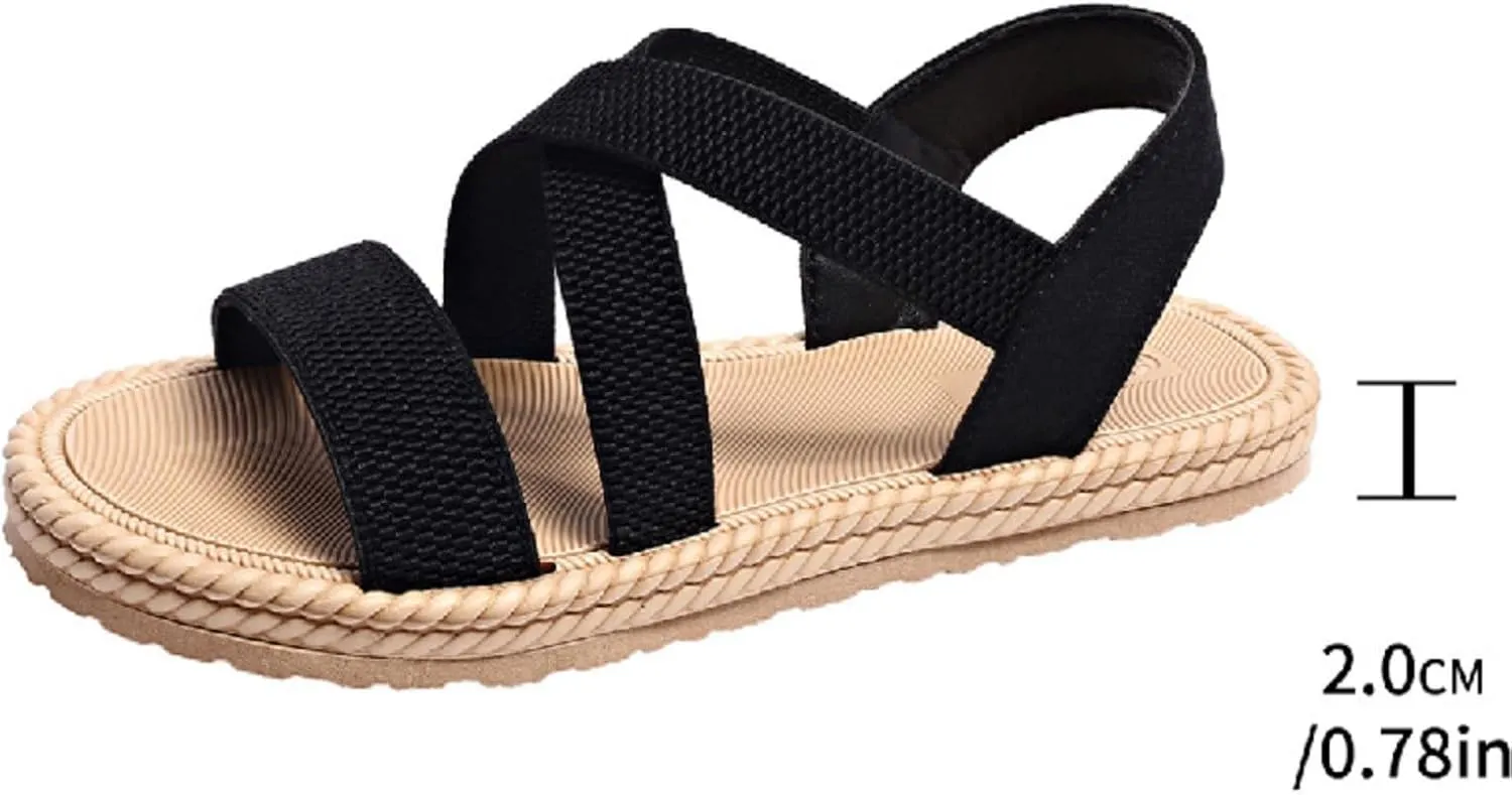 Womens Comfortable Flat Sandals Dressy Daily Sandals Summer Beach Open Toe Shoes Ankle Strap Footwear for Teen Girls