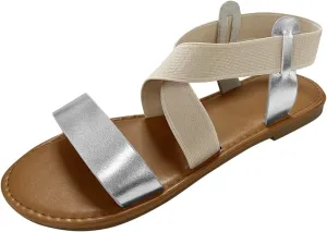 Womens Dressy Wedge Sandals Low Heel Elastic Ankle Strap Rhinestone Decor Summer Casual Shoes Comfortable Walking Platform Beach Footwear Orthopedic Shoes for Women