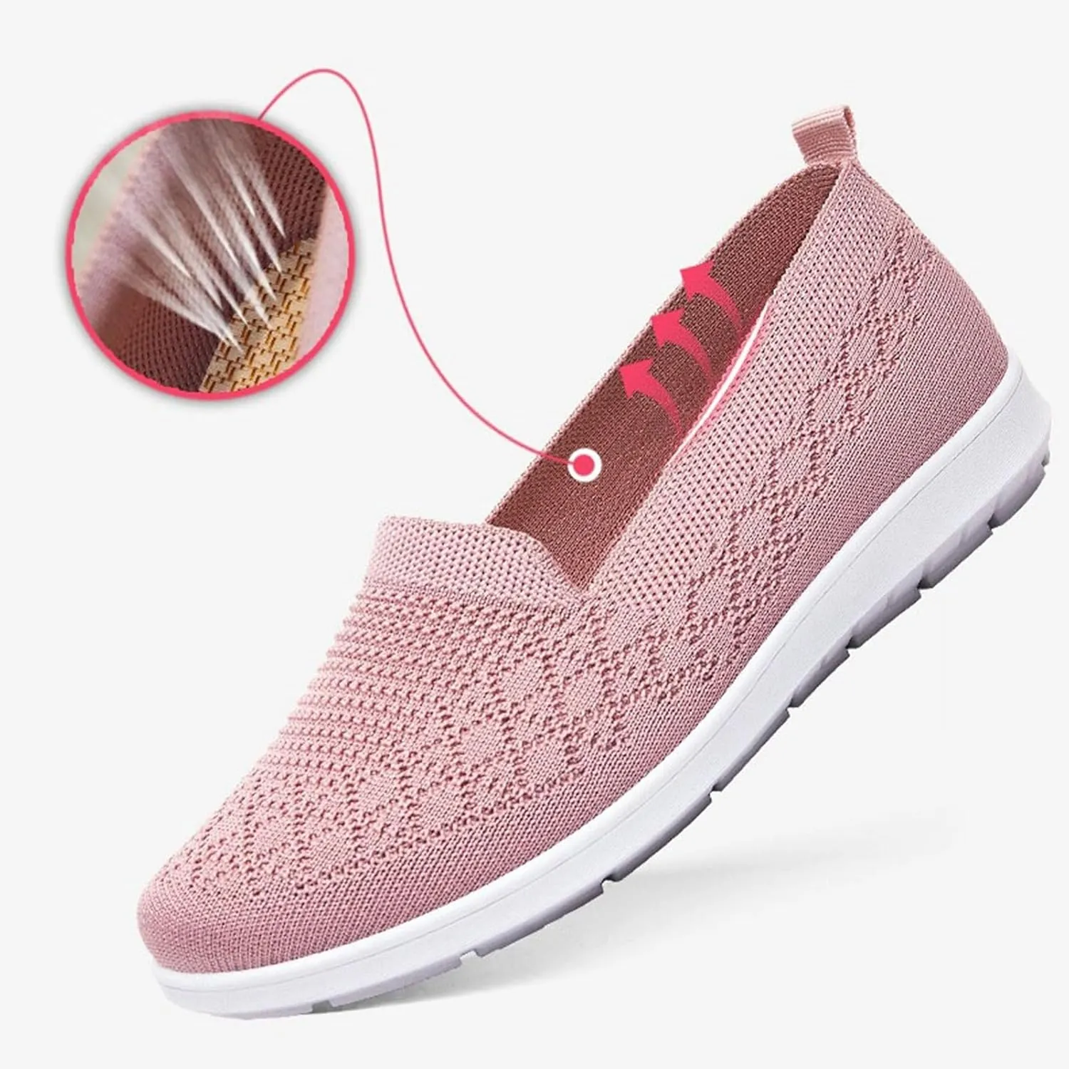 Women's Flat Breathable Fly Woven Mesh Sneakers,Casual Fashion Walking Shoes Women Slip