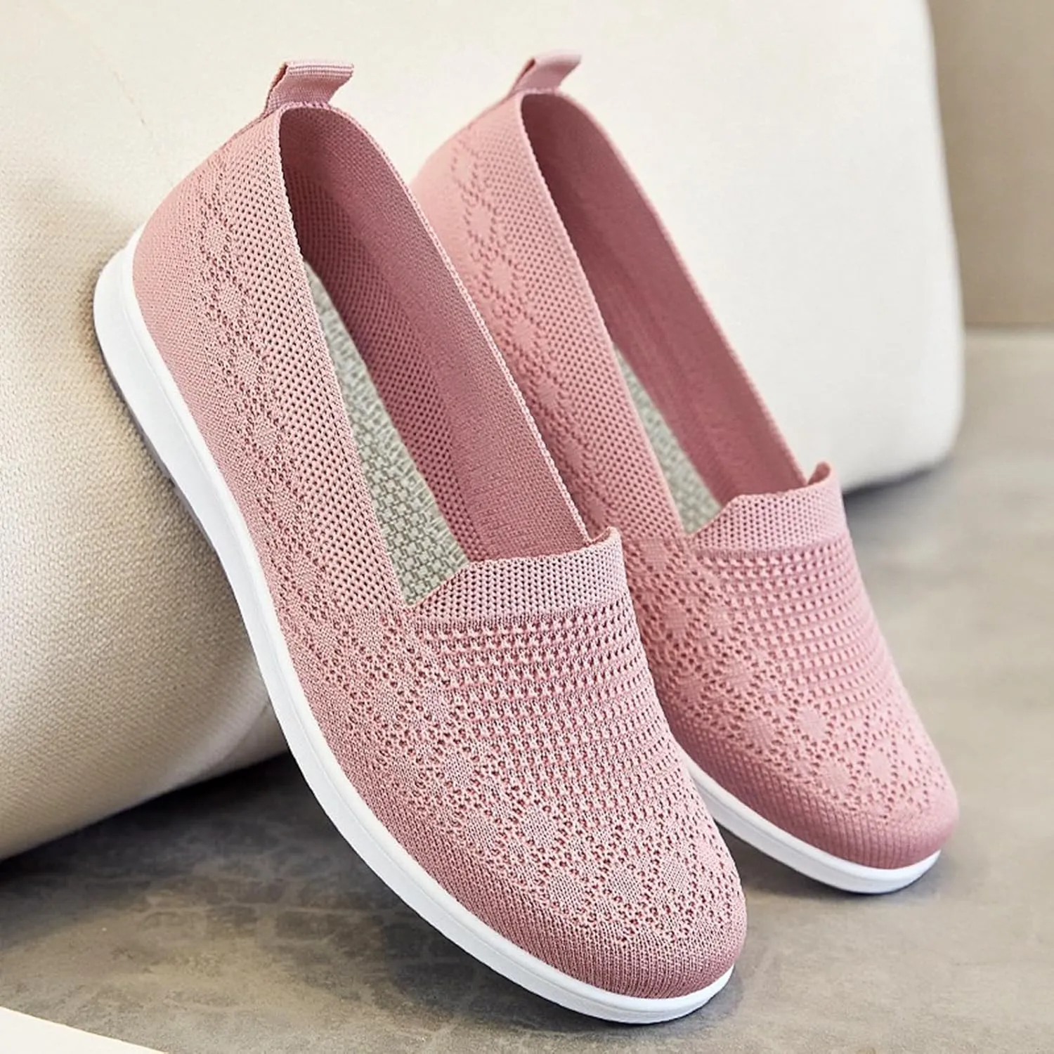 Women's Flat Breathable Fly Woven Mesh Sneakers,Casual Fashion Walking Shoes Women Slip