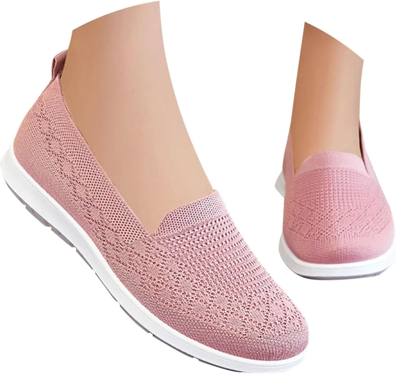 Women's Flat Breathable Fly Woven Mesh Sneakers,Casual Fashion Walking Shoes Women Slip