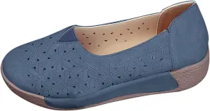 Women's Floral Ballet Flat Flats Shoes Slip On Flowers Round Toe Casual Dress Hollow Hole Summer Comfortable Work Office Fashion Trendy with Eyelets Cutout Comfort Rubber Sole Lazy Loafers