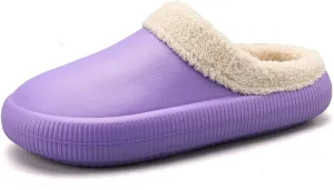 Womens Fuzzy Fleece Fur Lined Slippers Indoor Outdoor Waterproof Slip On House Shoes Winter Warm Plush Garden Shoes