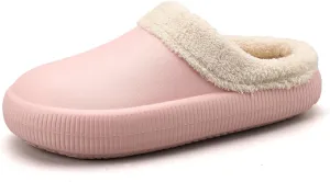 Womens Fuzzy Fleece Fur Lined Slippers Indoor Outdoor Waterproof Slip On House Shoes Winter Warm Plush Garden Shoes