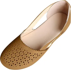 Womens Hollow Ballet Flats Casual Round Toe Low Heels Comfortable Vintage Leather Dress Shoes Walking Mary Janes Closed Sandals Orthotic Wedge Dressy Beach Outdoor Slippers 2025