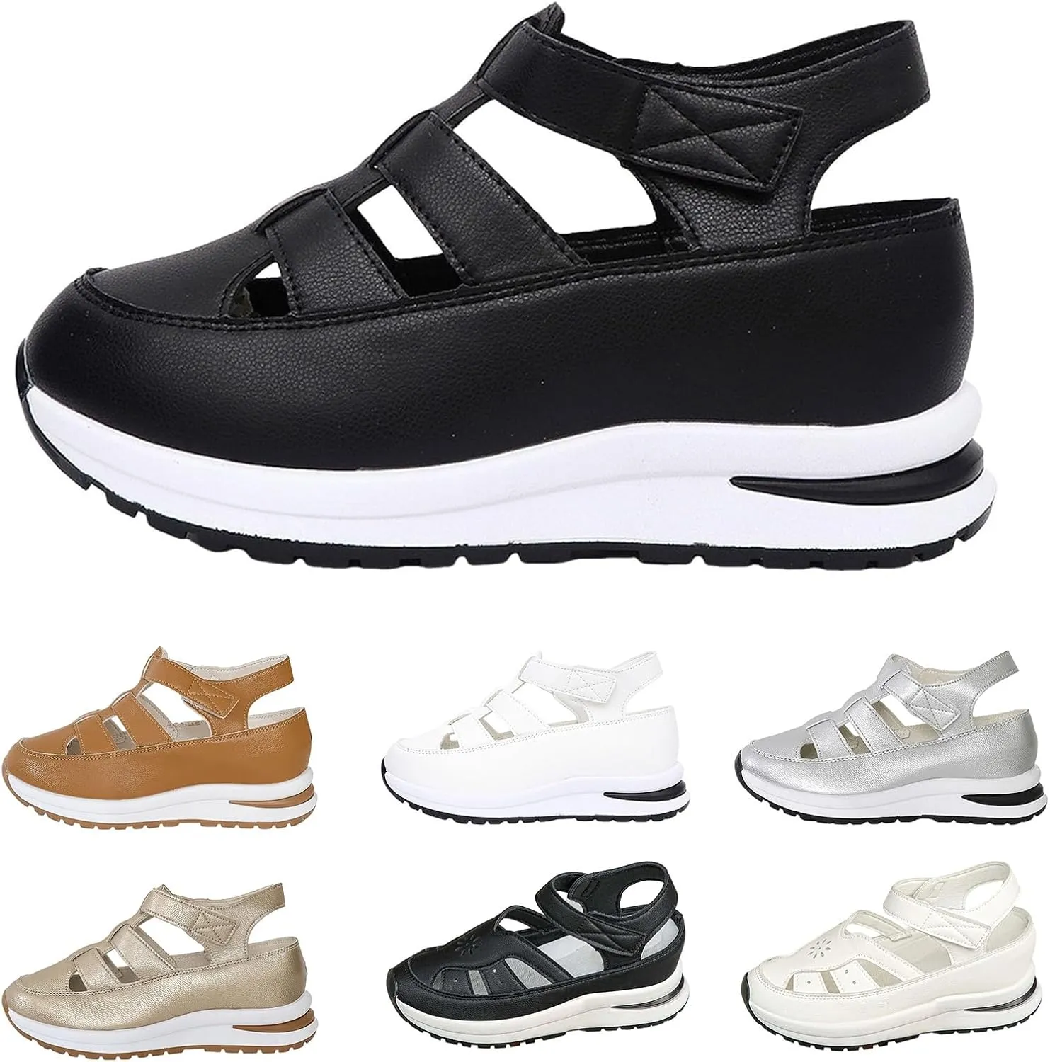 Women's Hollow Out Sandals Orthopedic Platform Wedge Sneakers Comfortable Soft Cushion Lightweight Sneakers All-Match Sport Shoes Walking Shoes for Outdoor Travel Hiking
