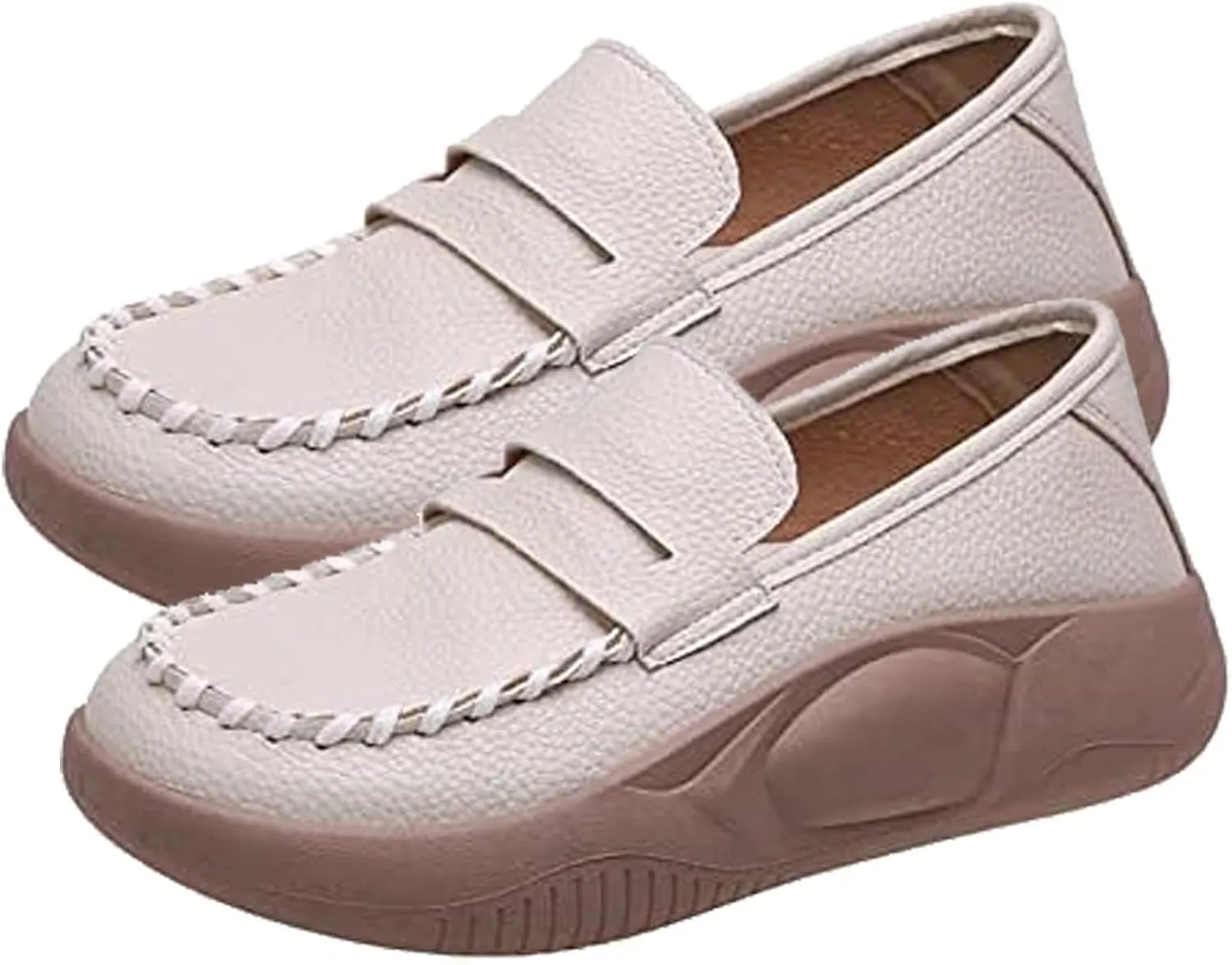 Womens Loafers Comfortable Dressy Lurebest Shoes for Women, Soft Soled Corrective Loafers, Slip on Orthopedic Walking Shoes Lurebest Platform Loafer Muffin Sandals All Day Comfort