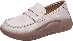 Womens Loafers Comfortable Dressy Lurebest Shoes for Women, Soft Soled Corrective Loafers, Slip on Orthopedic Walking Shoes Lurebest Platform Loafer Muffin Sandals All Day Comfort