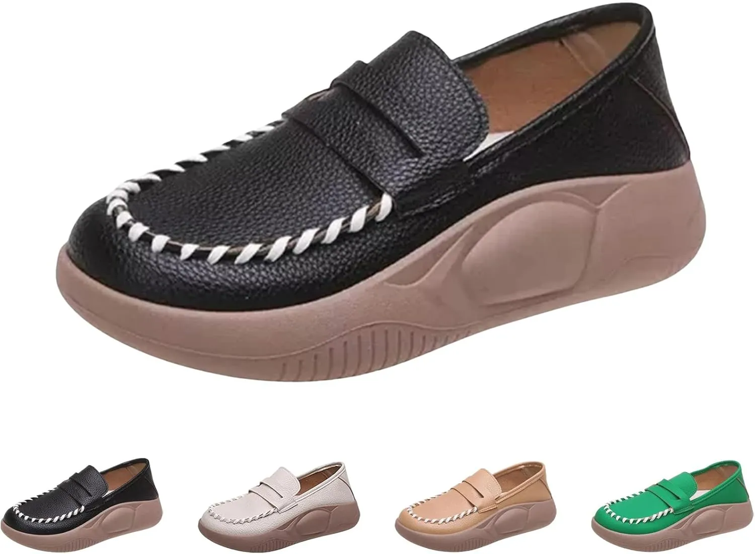 Womens Loafers Comfortable Dressy Lurebest Shoes for Women, Soft Soled Corrective Loafers, Slip on Orthopedic Walking Shoes Lurebest Platform Loafer Muffin Sandals All Day Comfort