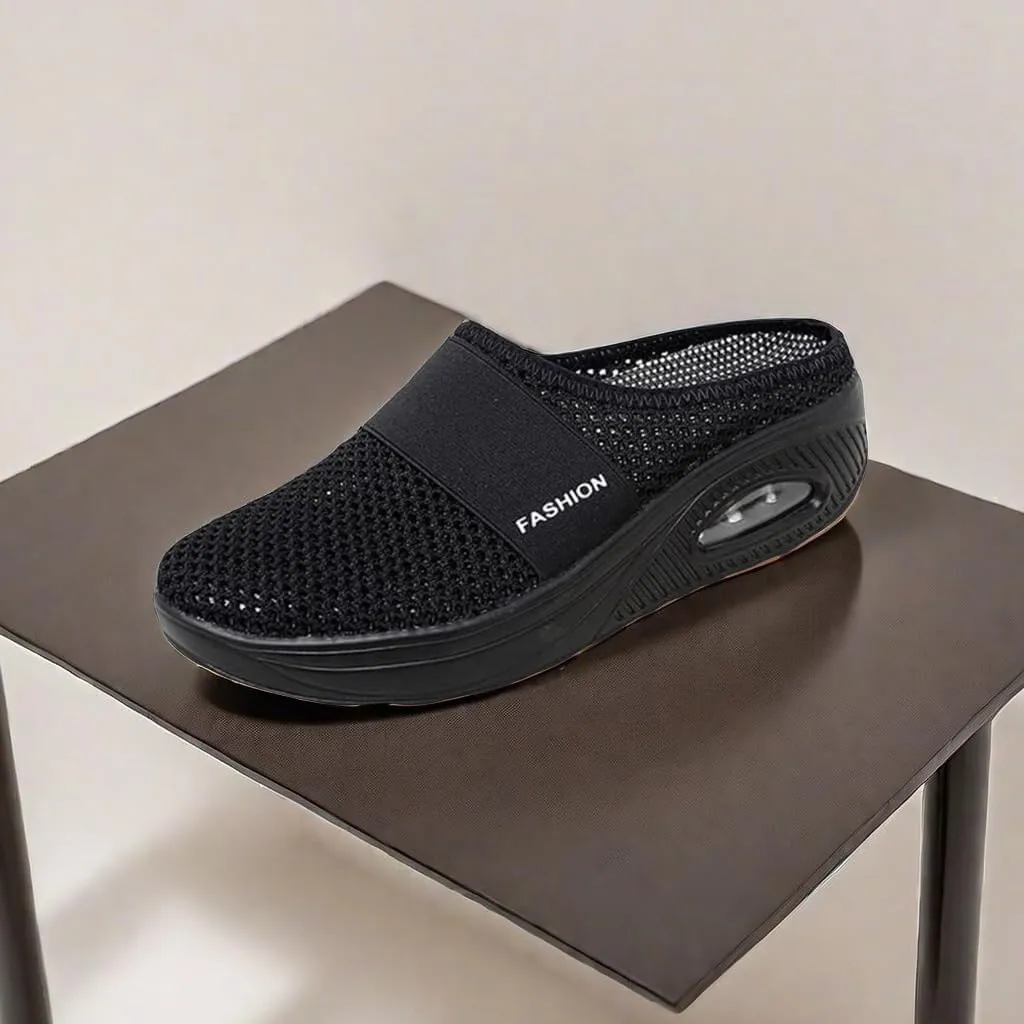 Womens Mules Lightweight Walking Slippers Summer Slip On Mule Shoes Backless Orthopedic Platform Sliipers Breathable Mesh Air Cushion Sneakers Arch Support Wedge Slipper Diabetic Walking Shoes