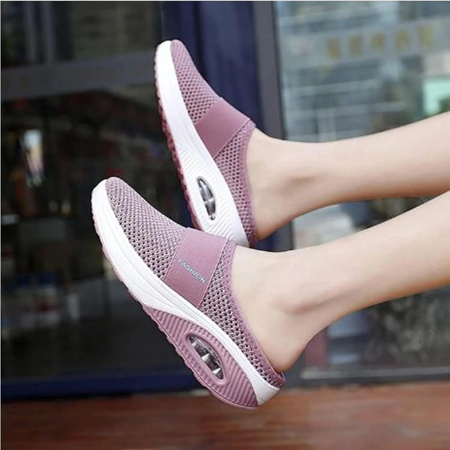 Womens Mules Lightweight Walking Slippers Summer Slip On Mule Shoes Backless Orthopedic Platform Sliipers Breathable Mesh Air Cushion Sneakers Arch Support Wedge Slipper Diabetic Walking Shoes