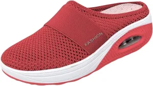 Womens Mules Lightweight Walking Slippers Summer Slip On Mule Shoes Backless Orthopedic Platform Sliipers Breathable Mesh Air Cushion Sneakers Arch Support Wedge Slipper Diabetic Walking Shoes