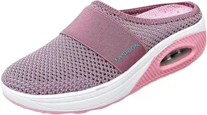 Womens Mules Lightweight Walking Slippers Summer Slip On Mule Shoes Backless Orthopedic Platform Sliipers Breathable Mesh Air Cushion Sneakers Arch Support Wedge Slipper Diabetic Walking Shoes