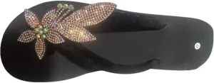 Women's New Beach Sandals Flower Leaf Bright Diamond Rhinestones Flip-flop Casual Thong Cushion Platform Sandal