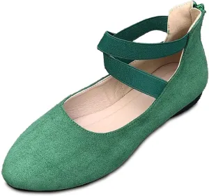 Women's One Foot Stirrup Comfortable Round Toe Black Flats Women's Ankle Strap Flats