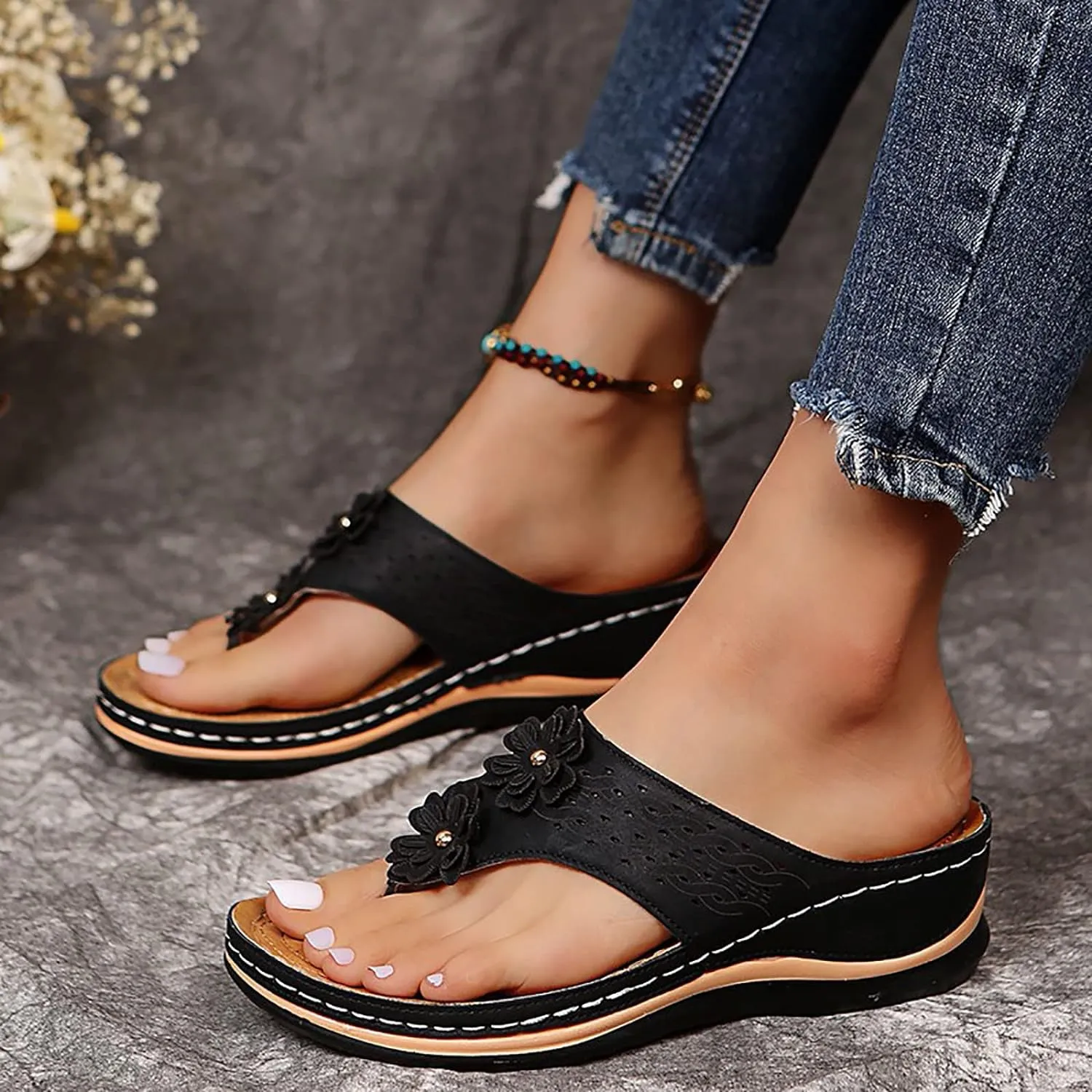 Womens Orthopedic Flip Flops Orthotic Womens Wedges Sandals Orthopedic Womens Summer Slippers with Arch Support Orthotic Extra Wide Sandals for Women Orthopedic Sexy Summer Sandals for Women 2025