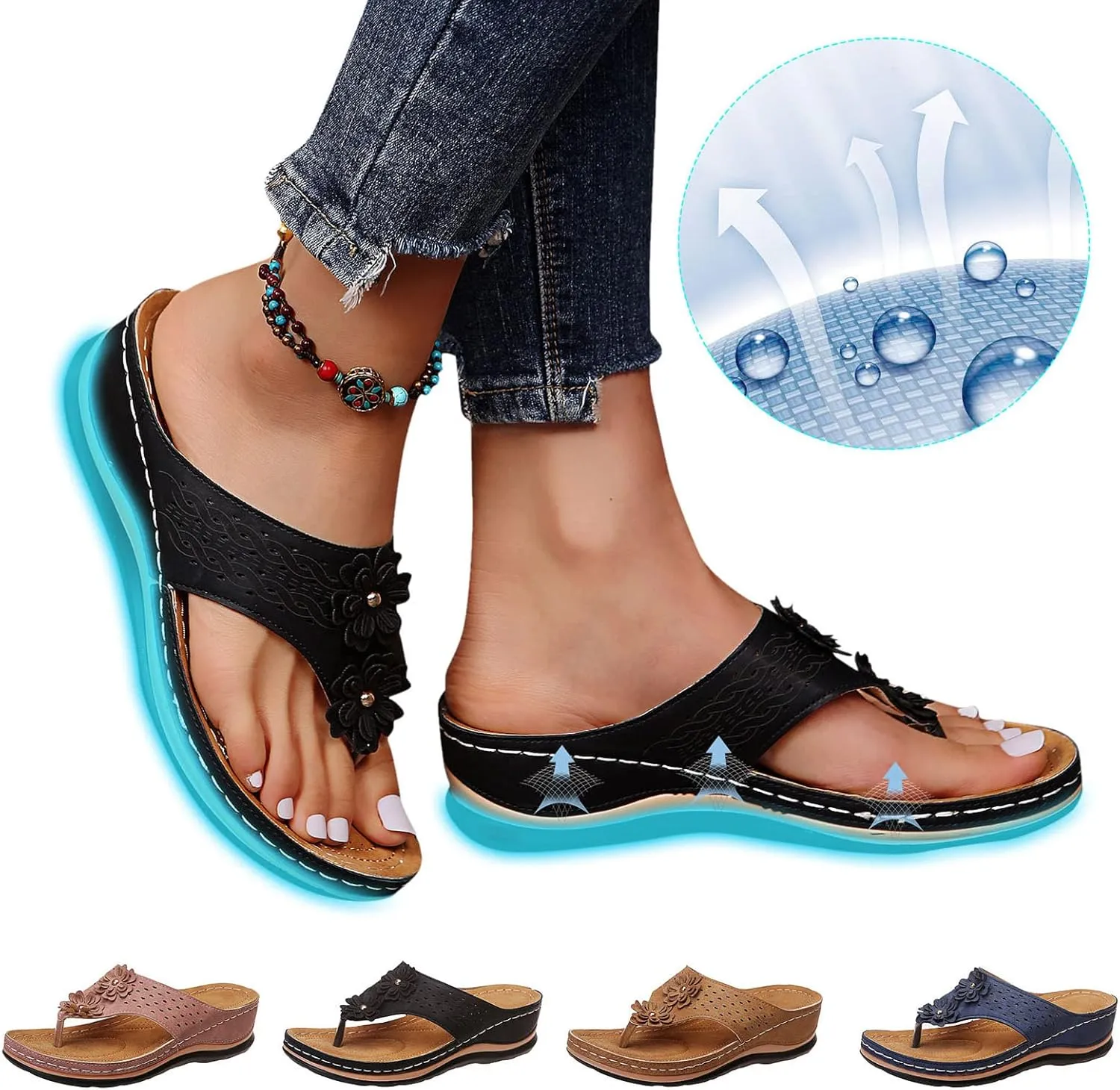 Womens Orthopedic Flip Flops Orthotic Womens Wedges Sandals Orthopedic Womens Summer Slippers with Arch Support Orthotic Extra Wide Sandals for Women Orthopedic Sexy Summer Sandals for Women 2025